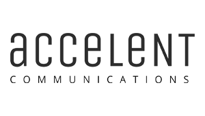 Logo accelent communications, black & white